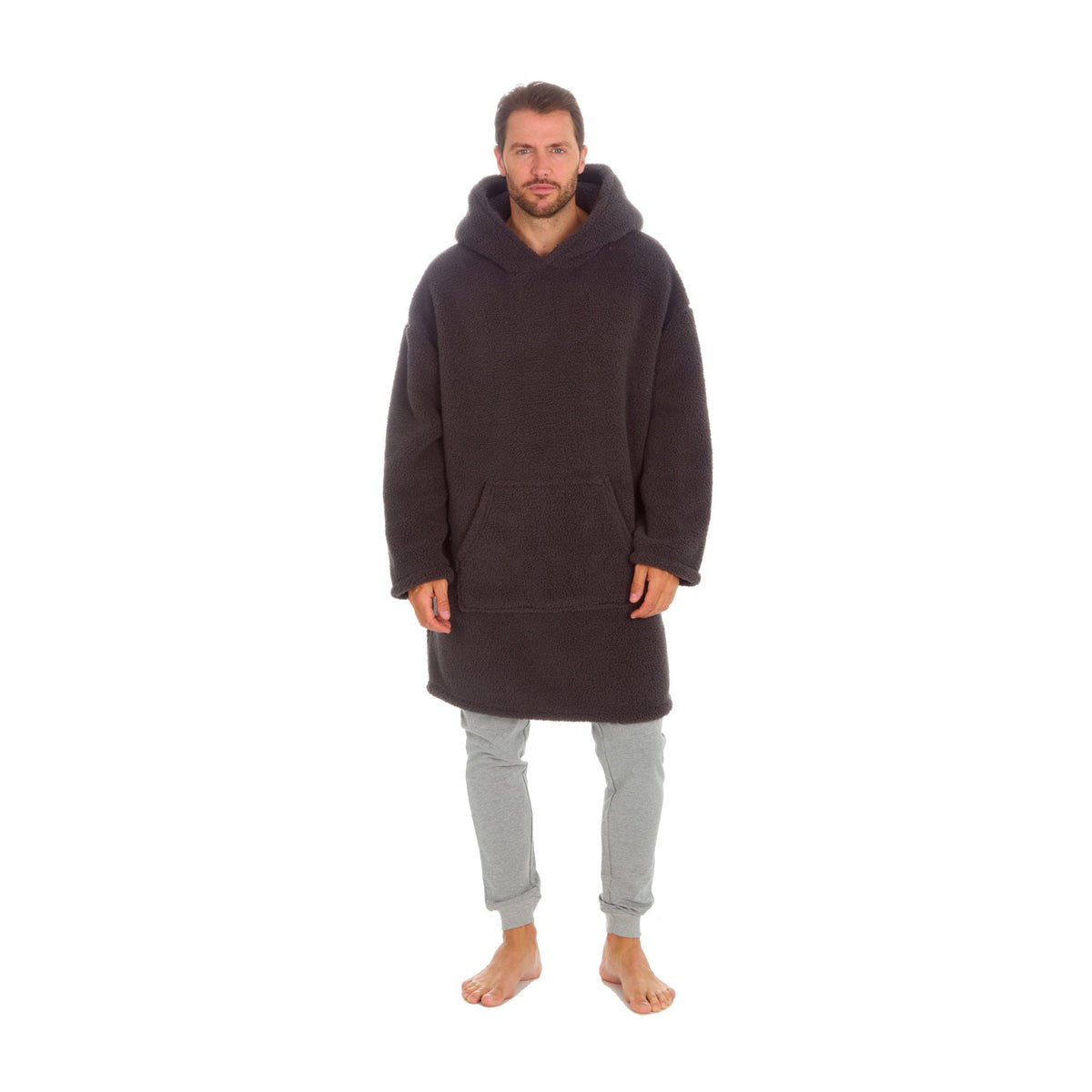 Mens Borg Fleece Hoodie: Oversized Sherpa Wearable Hooded Blanket