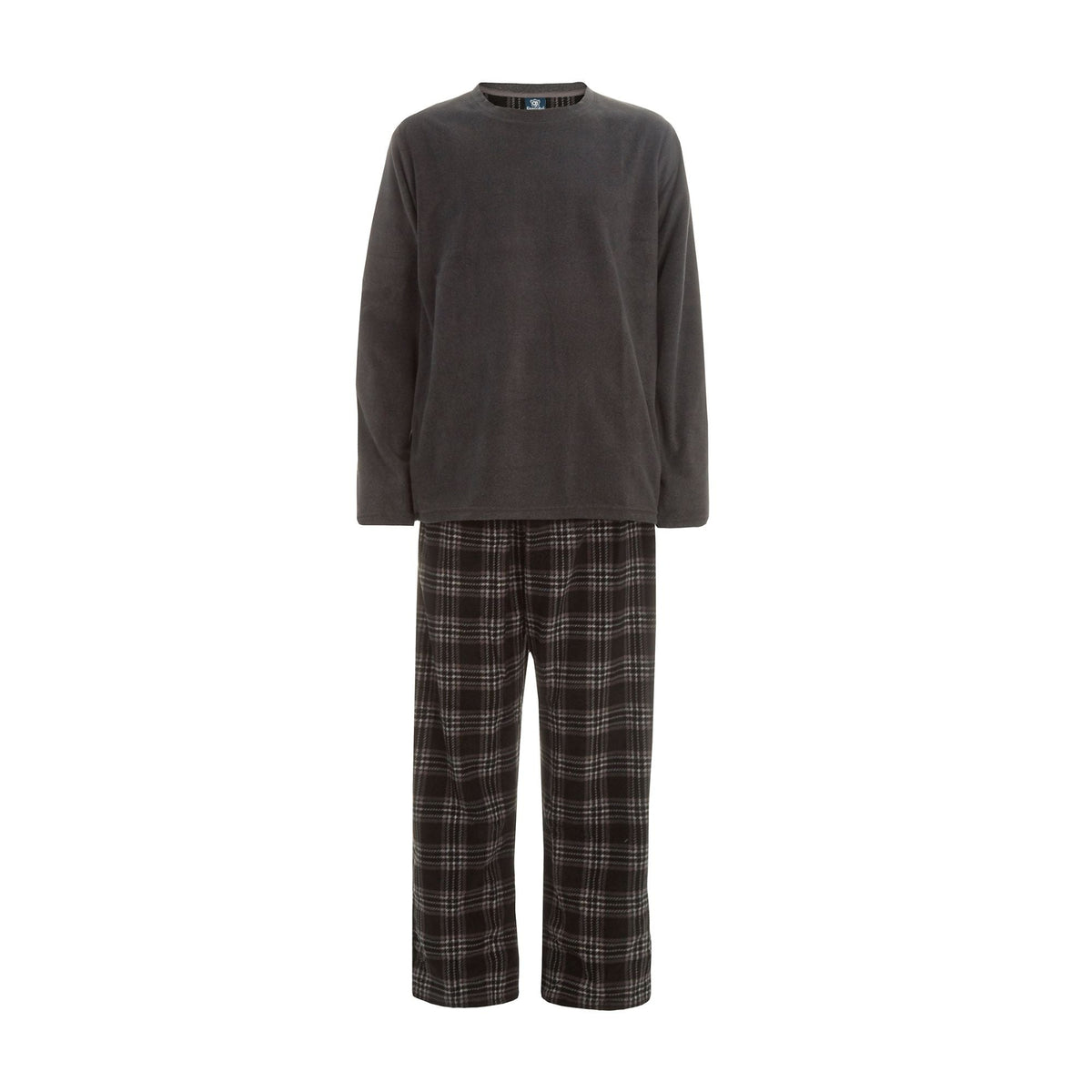Mens Fleece Long Sleeve Top Pyjamas Sets | Fleece Winter Checked PJ Set