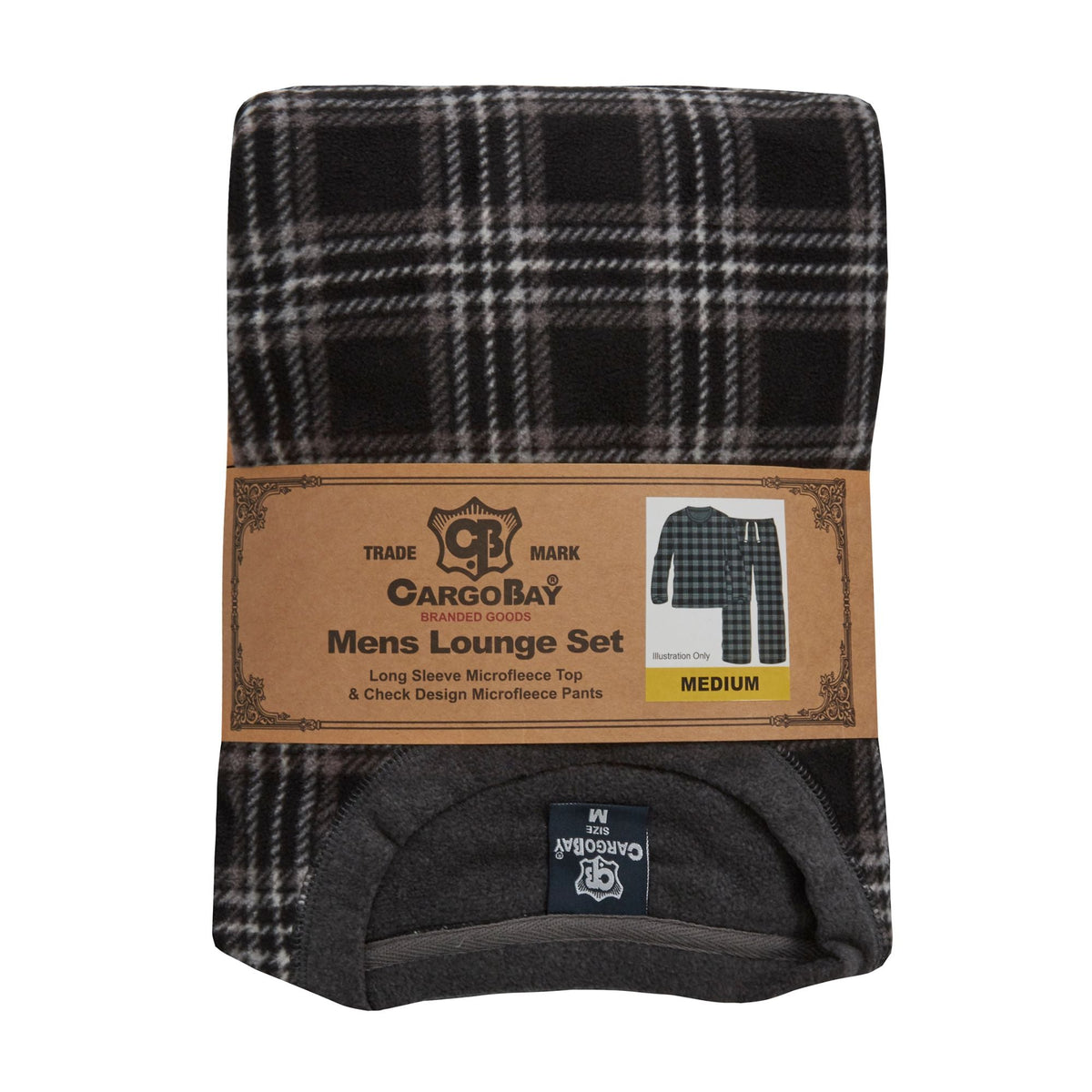 Mens Fleece Long Sleeve Top Pyjamas Sets | Fleece Winter Checked PJ Set