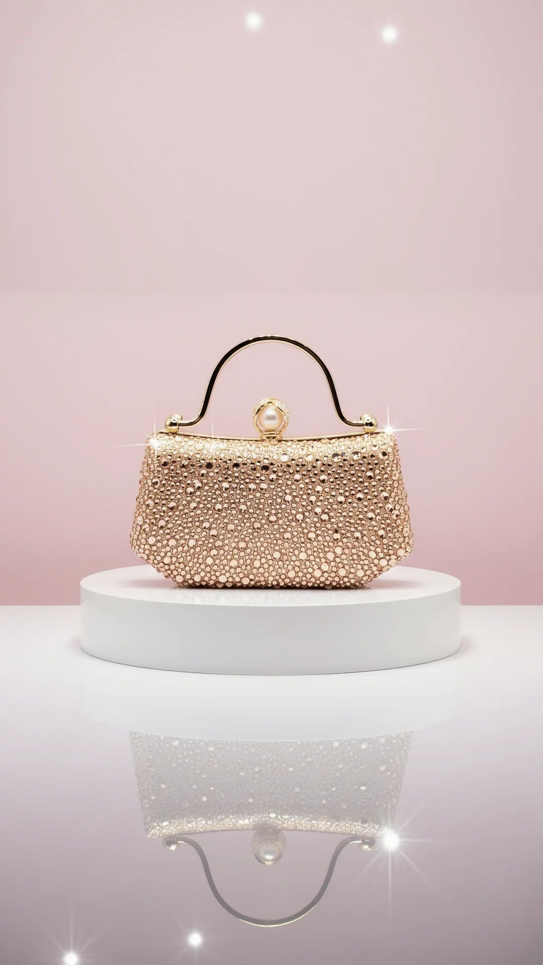 Crystal Beaded & Pearl Clasp Clutch Bag