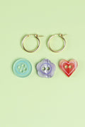 Button Hoop Earrings - Set of 3