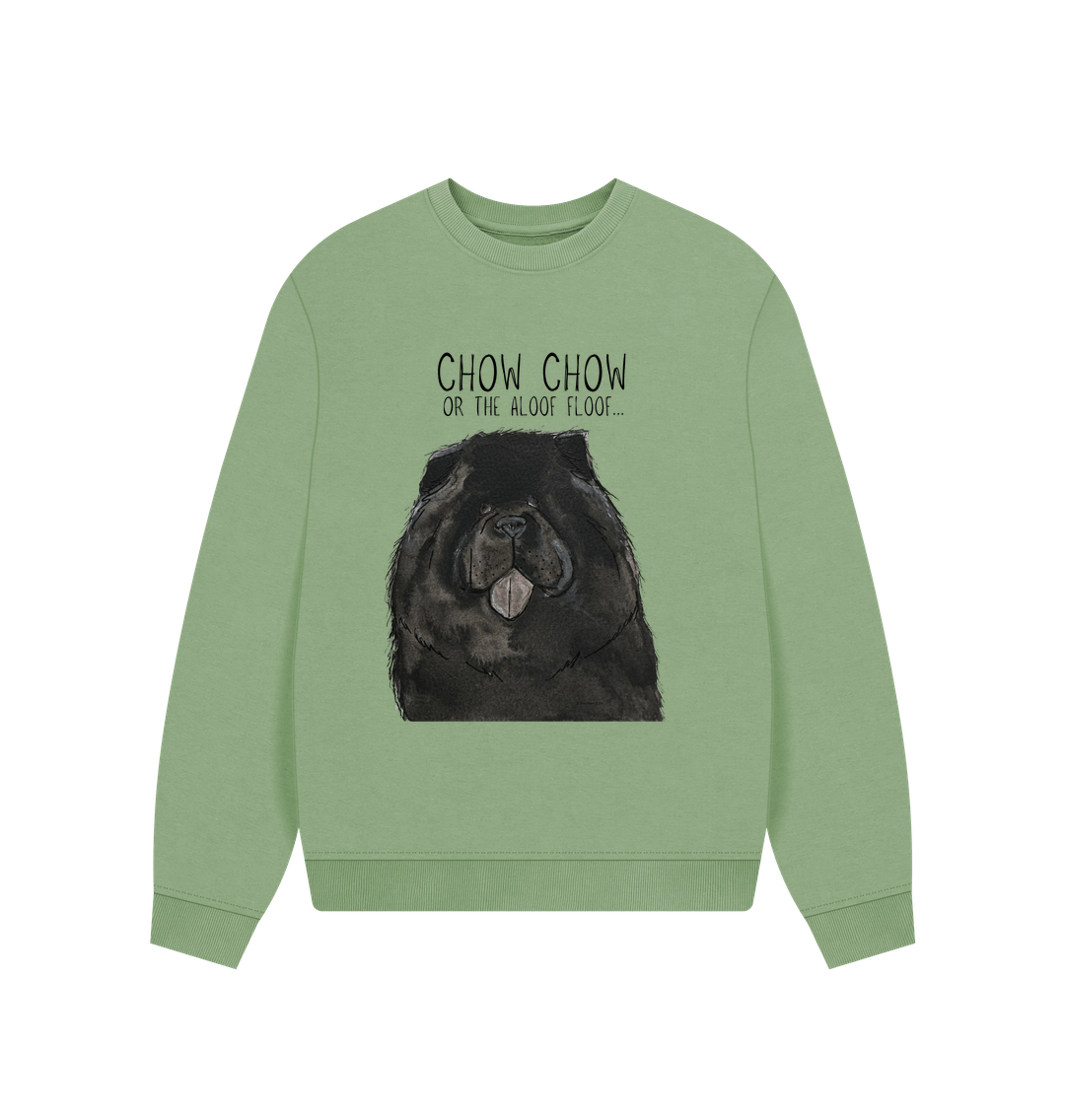 Black Chow Chow Women's Oversized Sweatshirt – Featuring the Aloof Floof Design!
