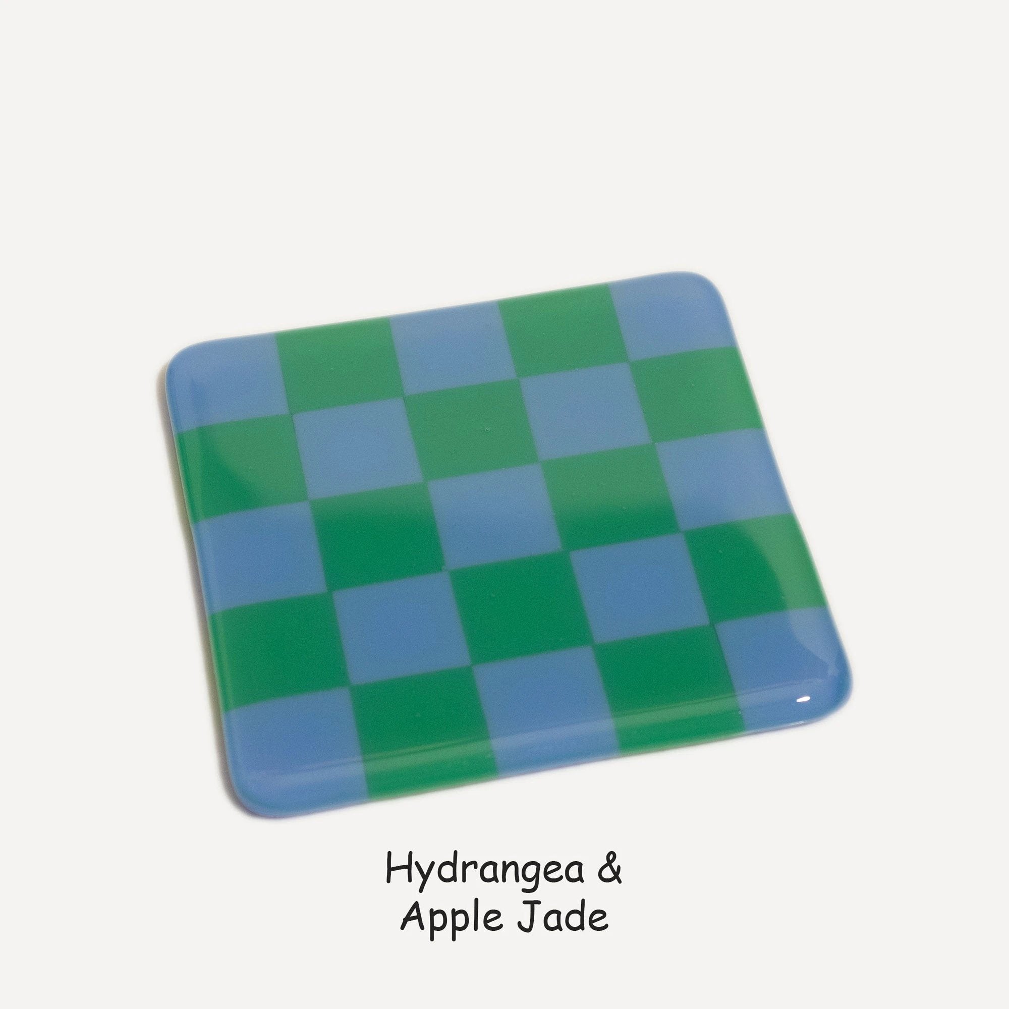 Fused Glass Coaster - Handcrafted Chequered Design from Cornwall by David Perry Glass & Ceramics (10cm-chequered-dual-colour-coaster-oceanside-collection)