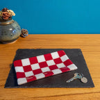 Handmade Glass Tray – Chequered Fused Design by Cornish Artisan by David Perry Glass & Ceramics (21x12cm-chequered-white-colour-large-tray-bullseye-collection)