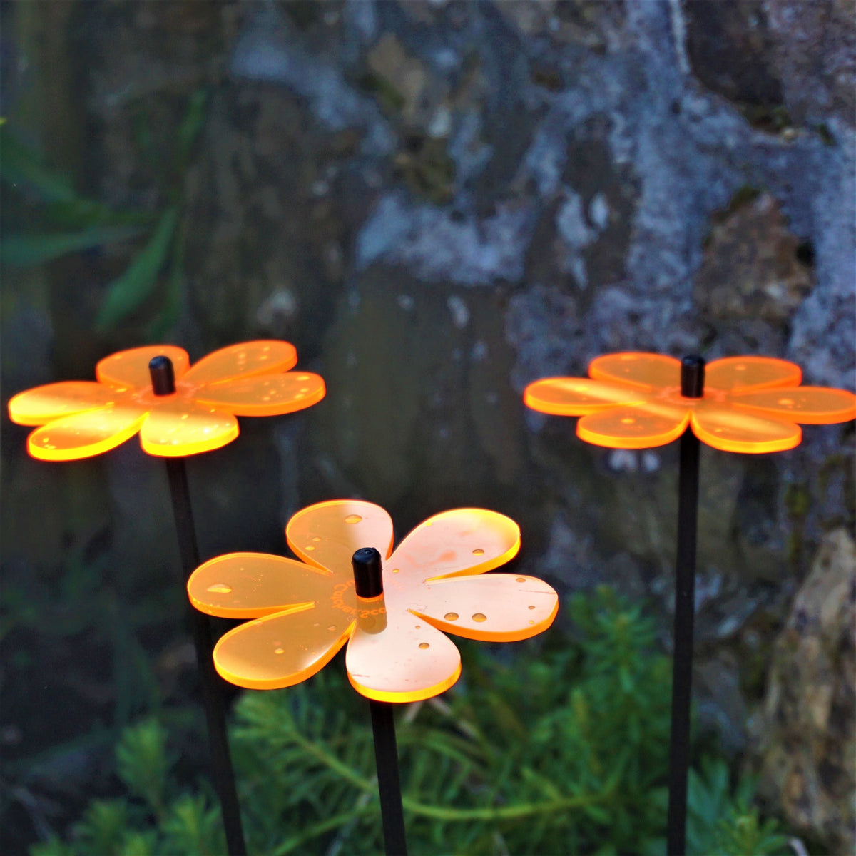 Garden Décor Ornaments Set of 3 'Daisies'