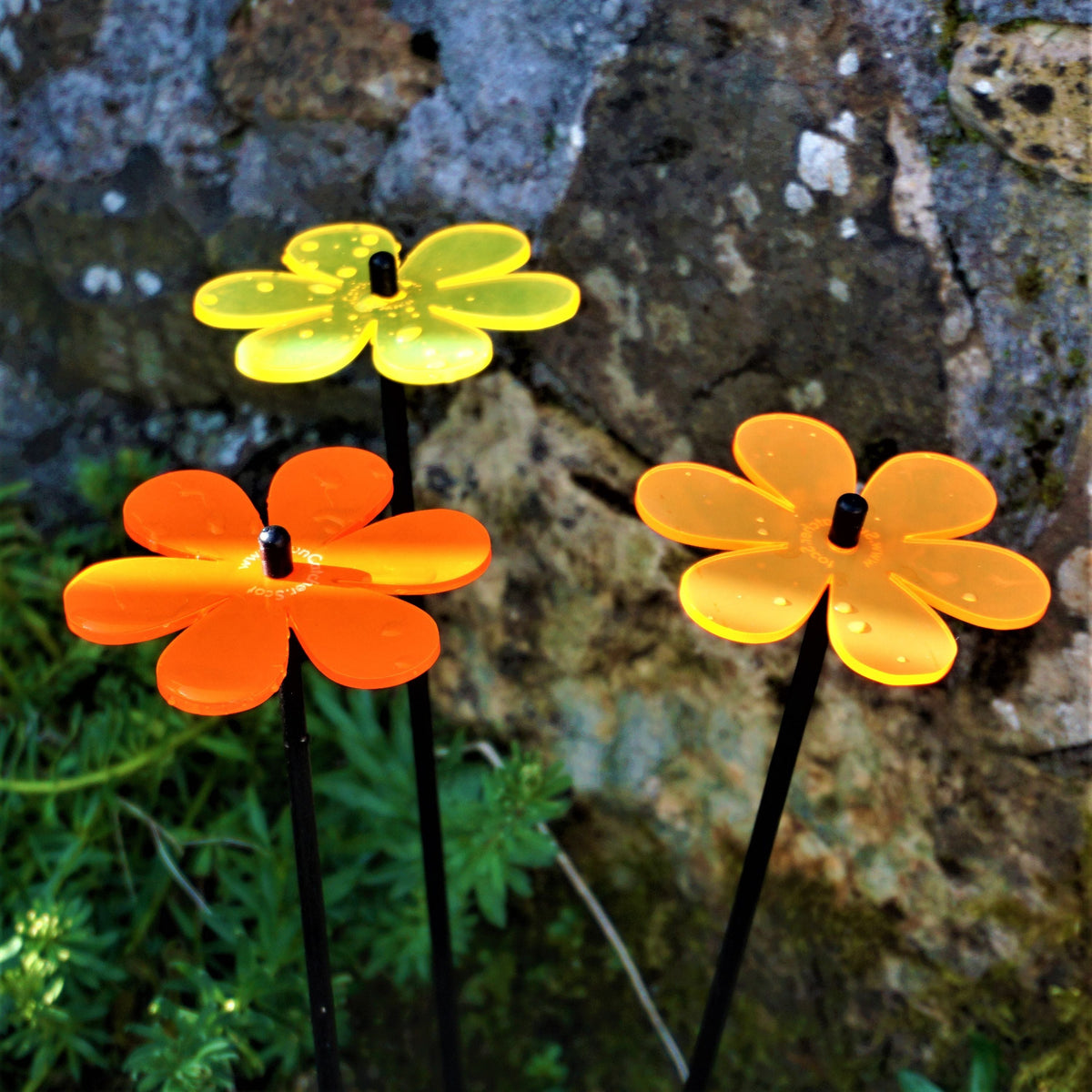 Garden Décor Ornaments Set of 3 'Daisies'