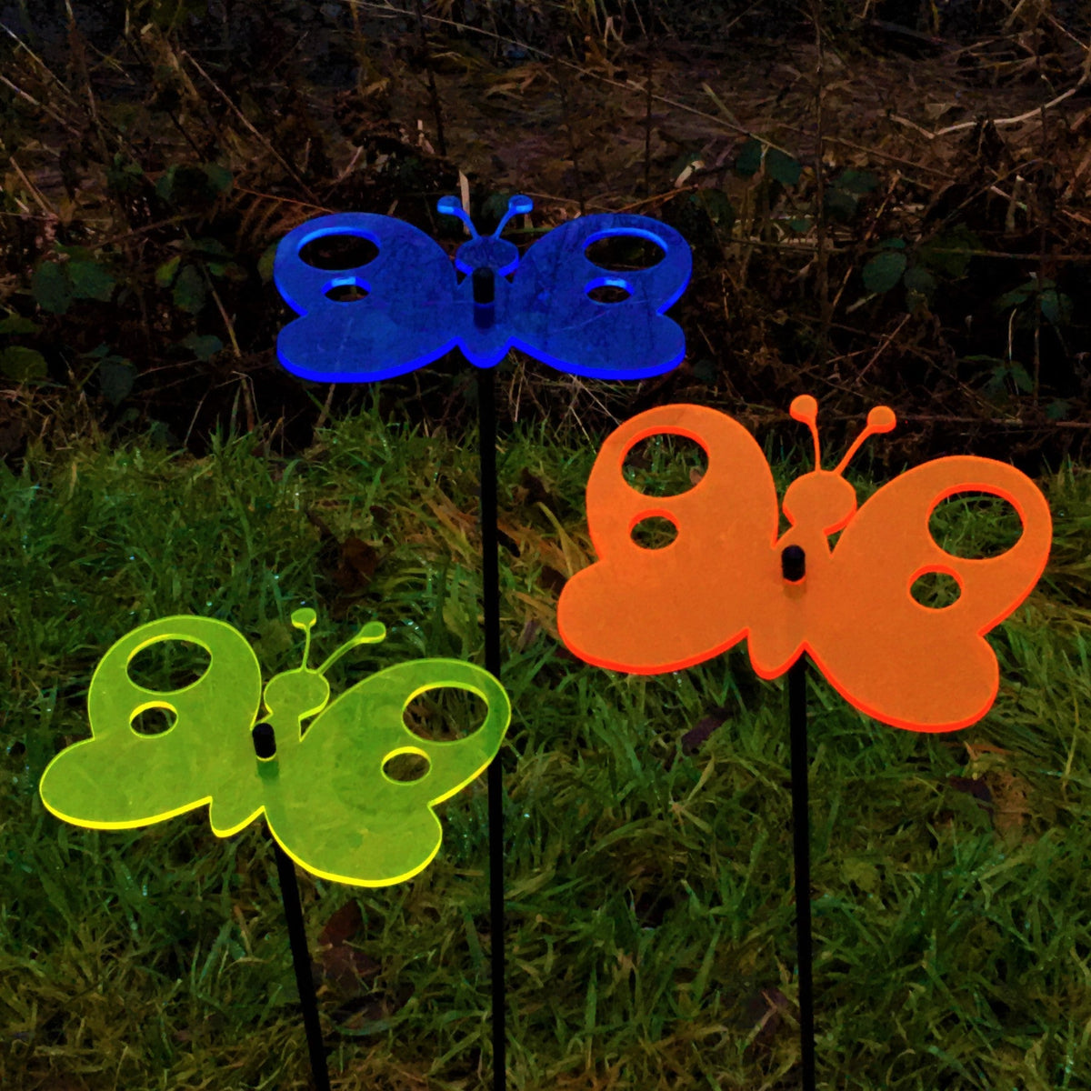 Large Garden Decor Ornaments Set of 3 'Peacock Butterflies'