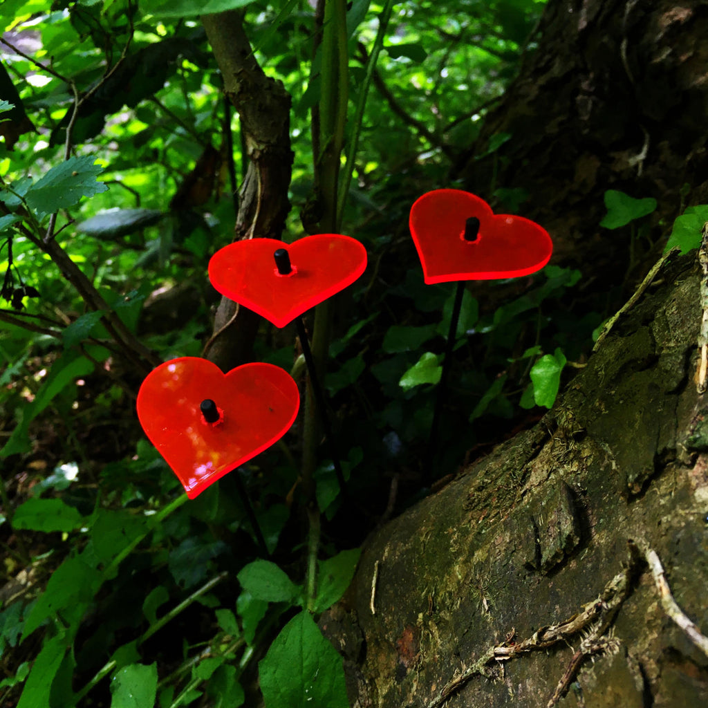 Small Garden Décor Ornaments Set of 3 'Heart'
