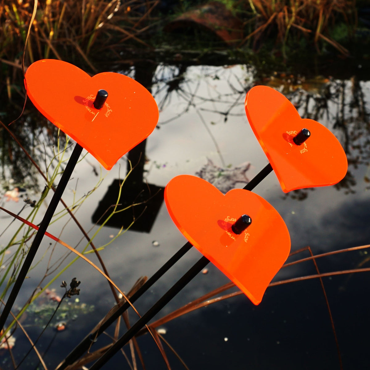Garden Décor Ornaments Set of 3 'Hearts'