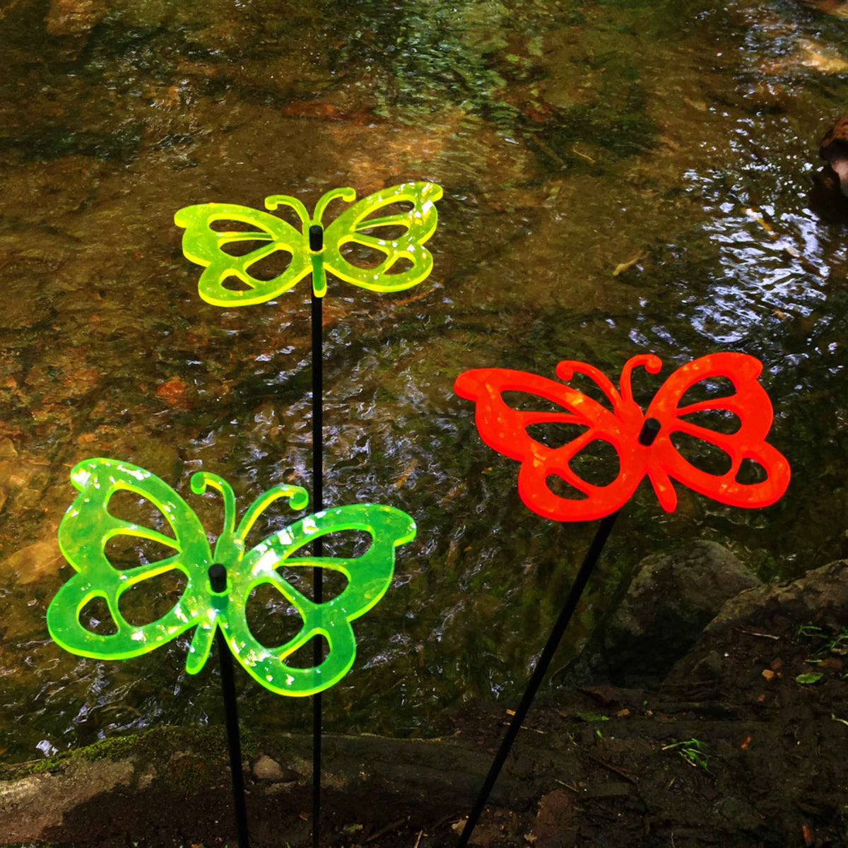 Large Garden Décor Ornaments Set of 3 'Comma Butterflies'