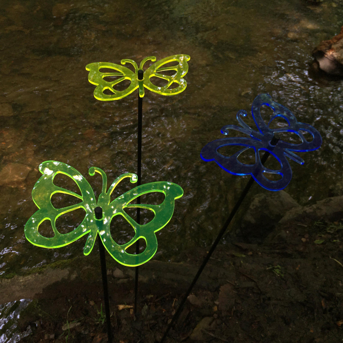 Large Garden Décor Ornaments Set of 3 'Comma Butterflies'