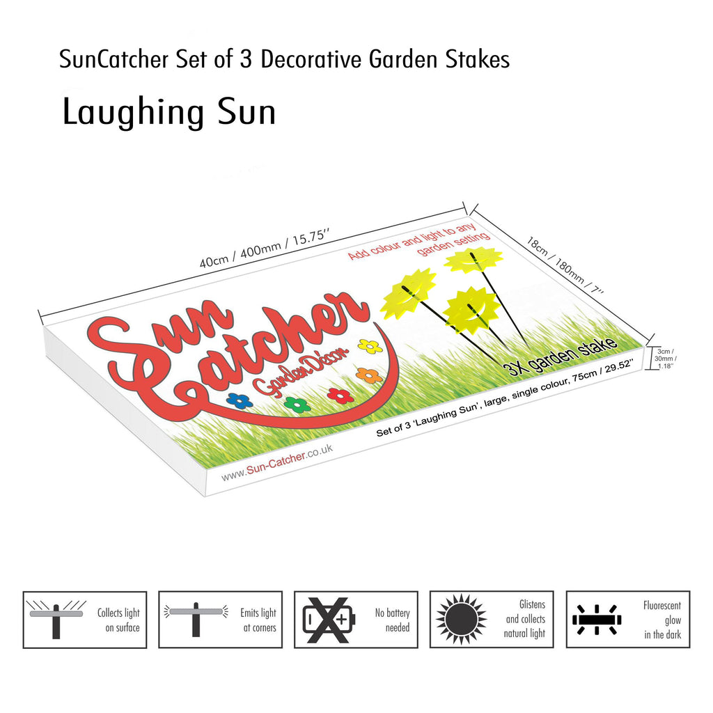 Large Garden Décor Ornaments Set of 3 'Laughing Suns'