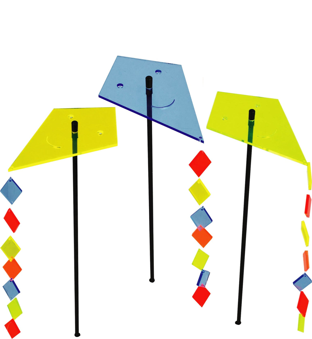 Large Garden Décor Ornaments Set of 3 'Kites with Tail'