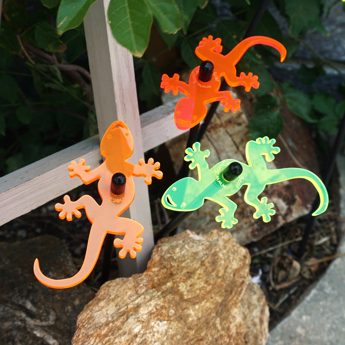 Medium Garden Décor Ornaments Set of 3 'Geckos'