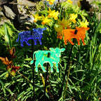 Set of 3 Glowing Medium Cows SunCatcher Garden Decor Stakes