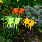 Set of 3 Glowing Medium Cows SunCatcher Garden Decor Stakes