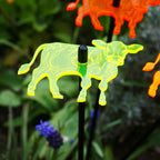 Set of 3 Glowing Medium Cows SunCatcher Garden Decor Stakes