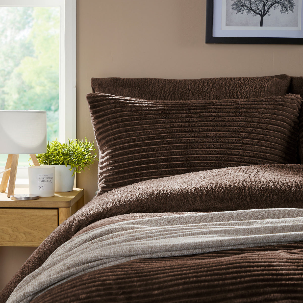 OLIVIA ROCCO Ribbed Fleece Reversible Teddy Duvet Set OEKO-TEX Certified Multiple Sizes