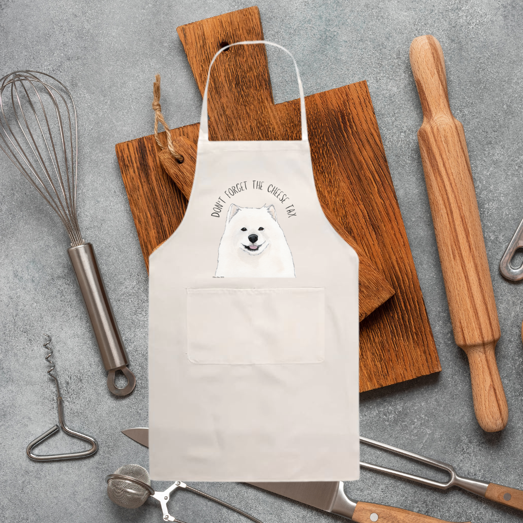 Samoyed Apron: Don’t Forget the Cheese Tax – Every Chef’s New Best Friend!"