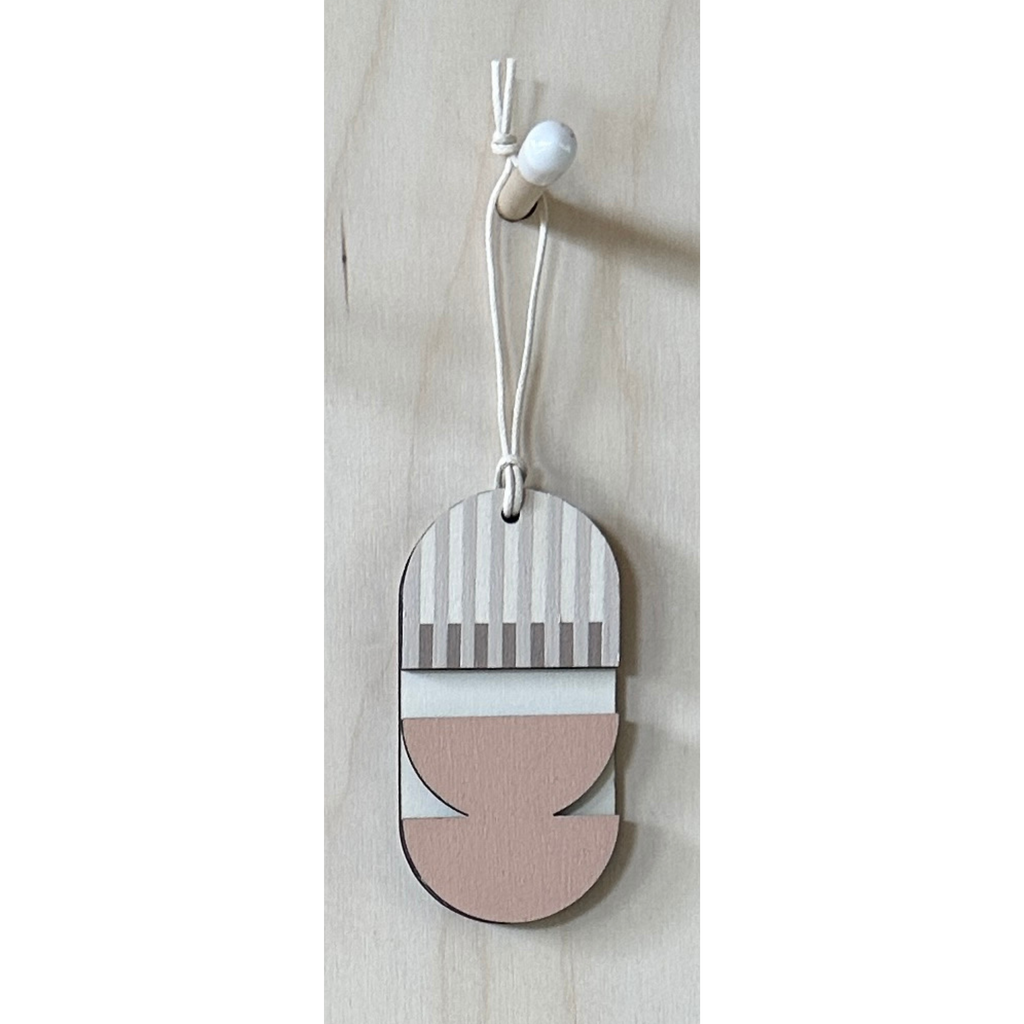 Mini Mid-Century Wall Art - Little Wooden Decoration - Pink & Natural Decor