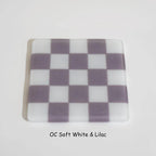Glass Coasters – Handmade Chequered Design from Cornwall by David Perry Glass & Ceramics (10cm-chequered-soft-white-colour-coaster-oceanside-collection)
