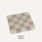 Fused Glass Coaster - Handcrafted Chequered Design from Cornwall by David Perry Glass & Ceramics (10cm-chequered-dual-colour-coaster-oceanside-collection)