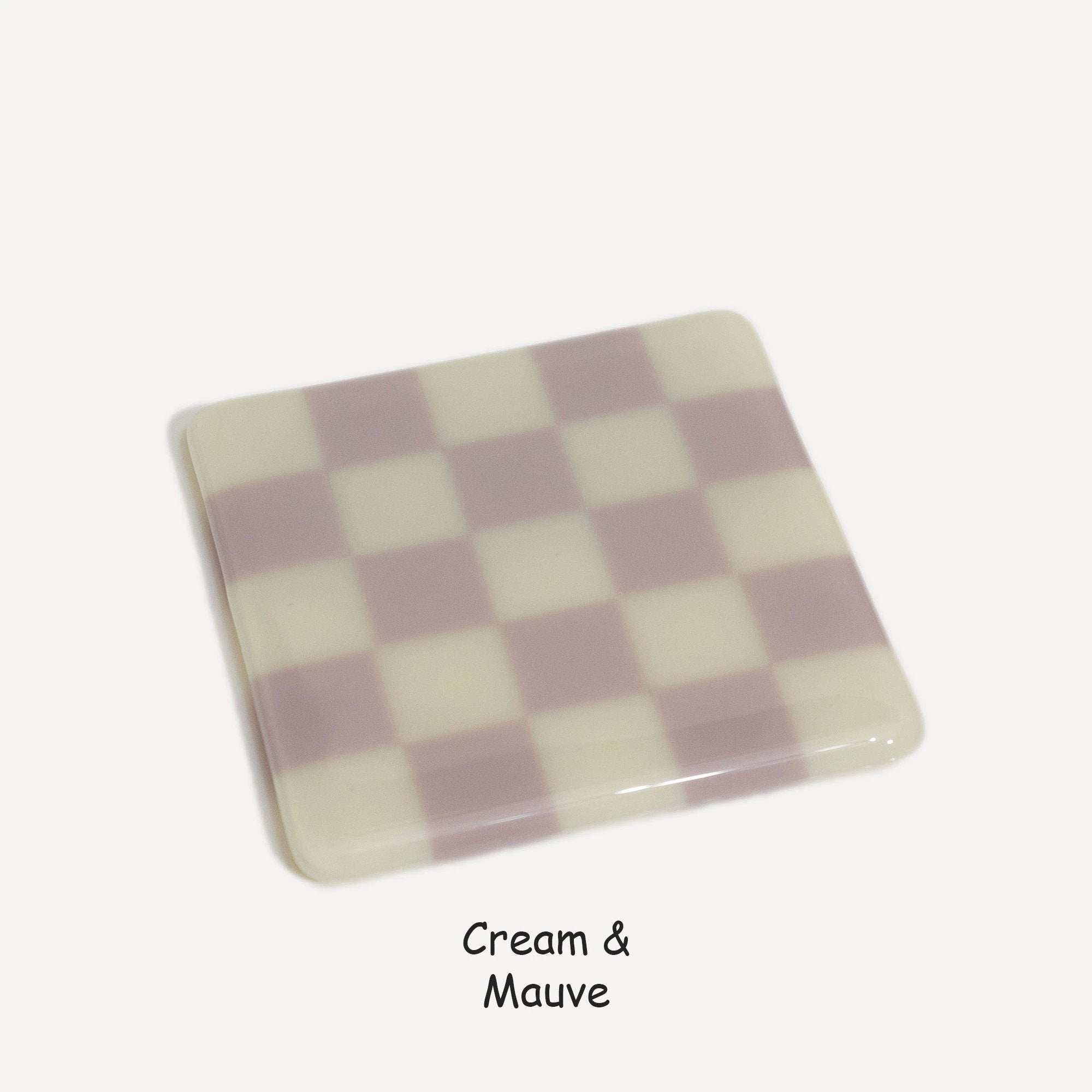 Fused Glass Coaster - Handcrafted Chequered Design from Cornwall by David Perry Glass & Ceramics (10cm-chequered-dual-colour-coaster-oceanside-collection)