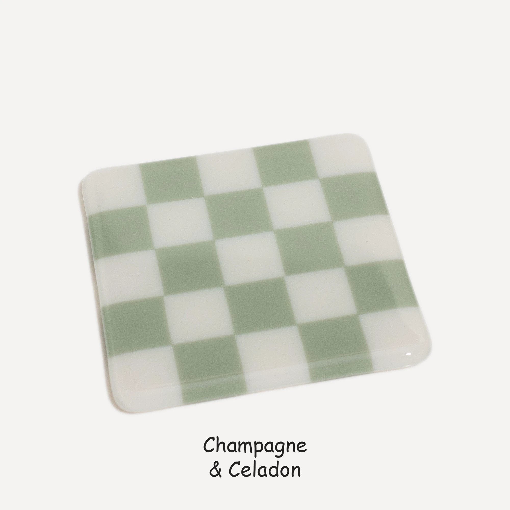 Fused Glass Coaster - Handcrafted Chequered Design from Cornwall by David Perry Glass & Ceramics (10cm-chequered-dual-colour-coaster-oceanside-collection)