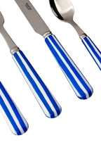 4-Piece Candy Stripe Blue And White Cutlery Set
