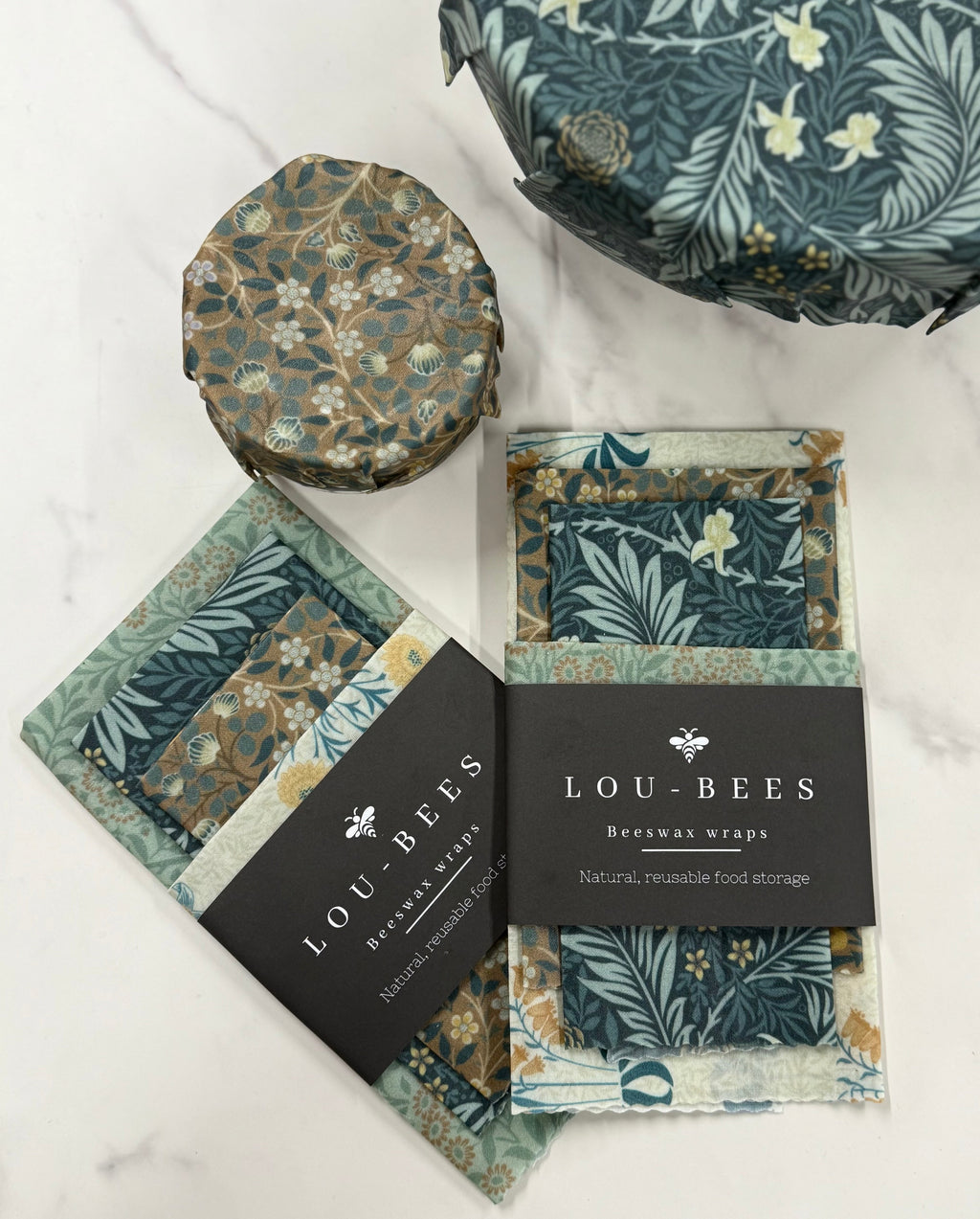 William Morris Kelmscott Garden Beeswax Wraps – 4 Pack