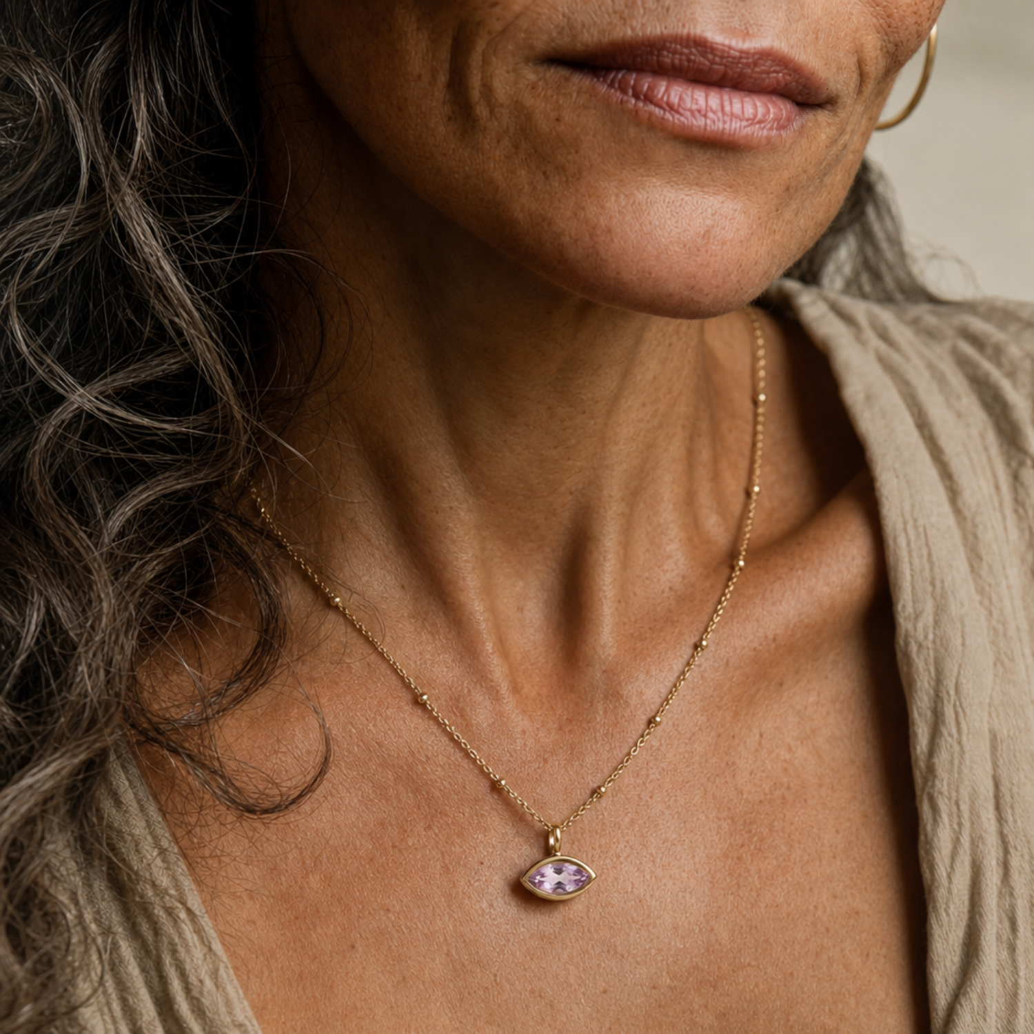 Siren’s Teardrop Amethyst Necklace - Gold or Silver