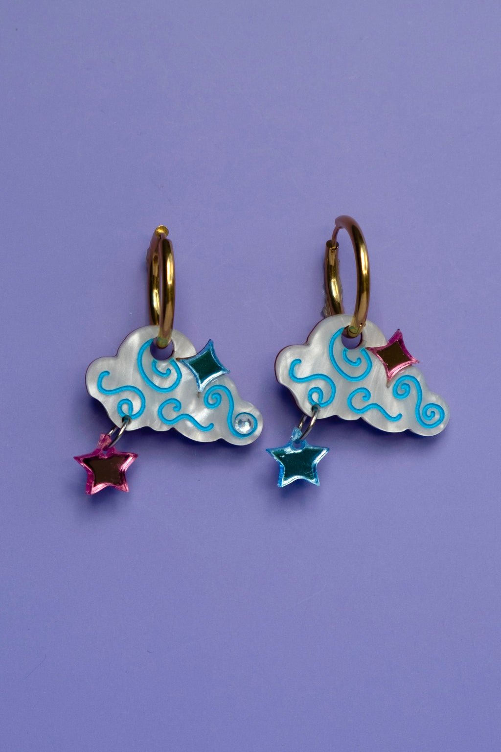 Cloudy Night Sky Hoop Earrings