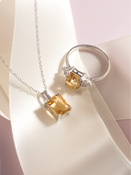 Citrine Emerald Cut Ring in Sterling Silver
