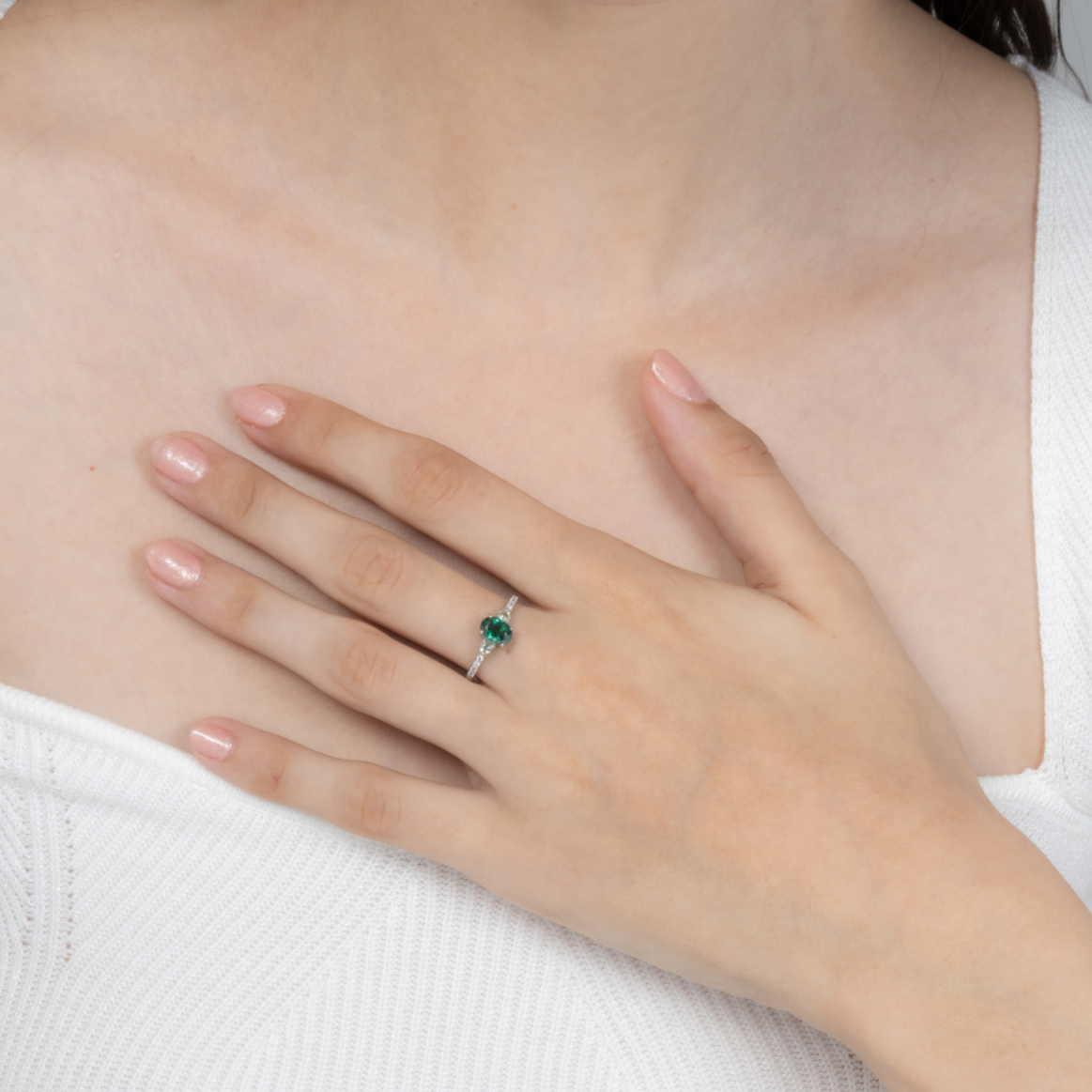 Green Topaz and Green Tourmaline Ring in Sterling Silver