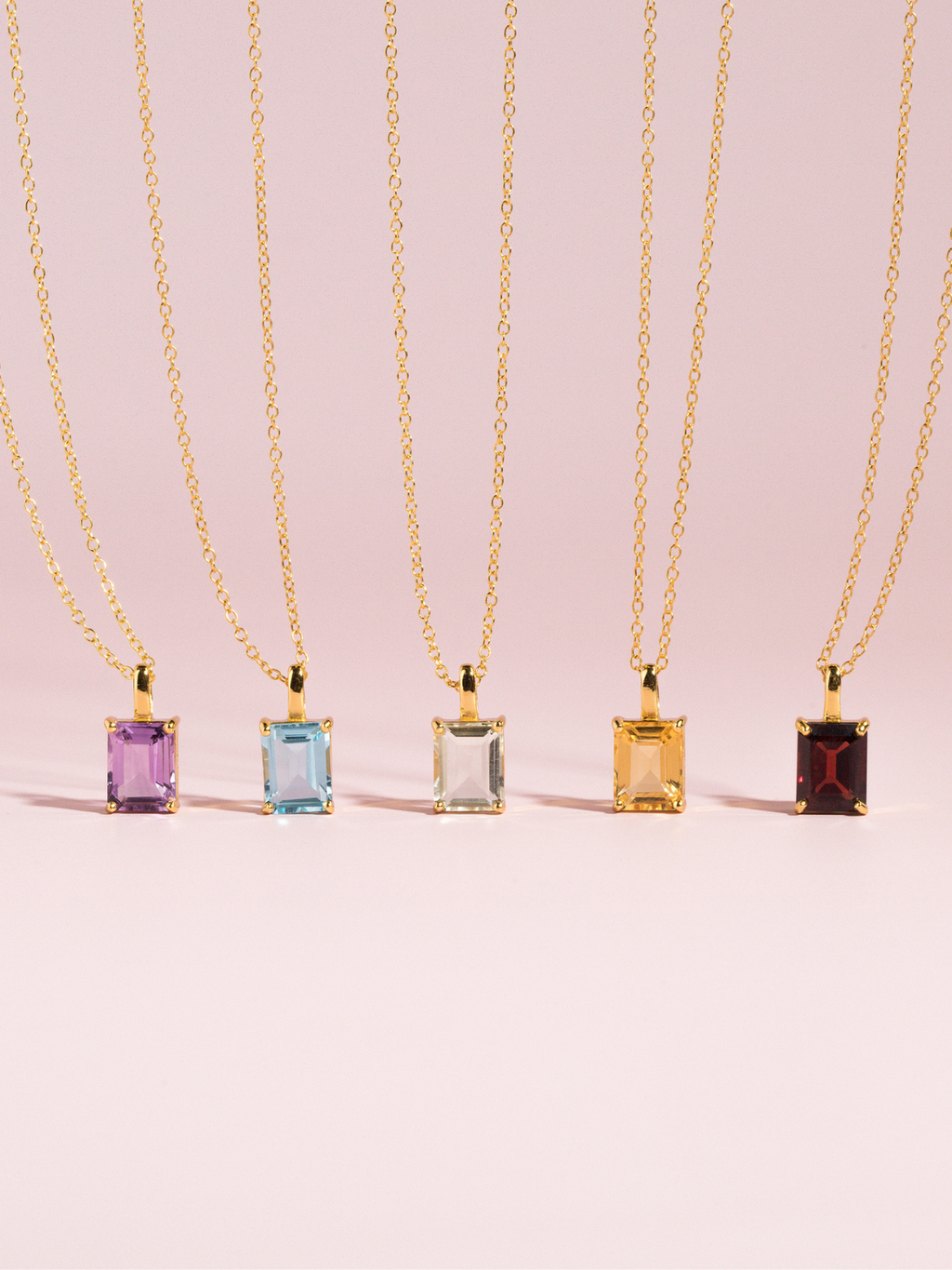 Blue topaz Emerald Cut Pendant Necklace in 18k Gold Vermeil
