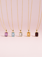 Blue topaz Emerald Cut Pendant Necklace in 18k Gold Vermeil