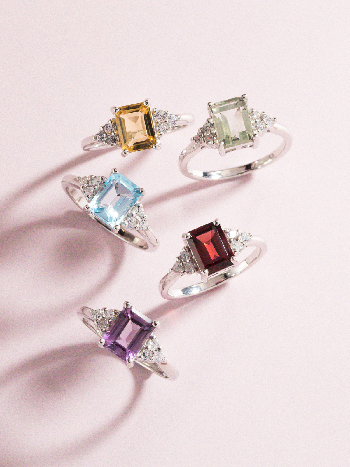 Garnet Emerald Cut Ring in Sterling Silver