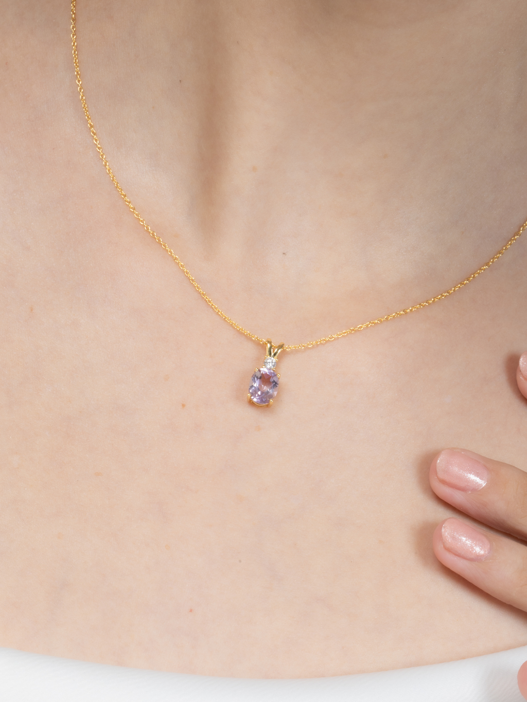 Lavender Amethyst Pendant Necklace in 18k Gold Vermeil