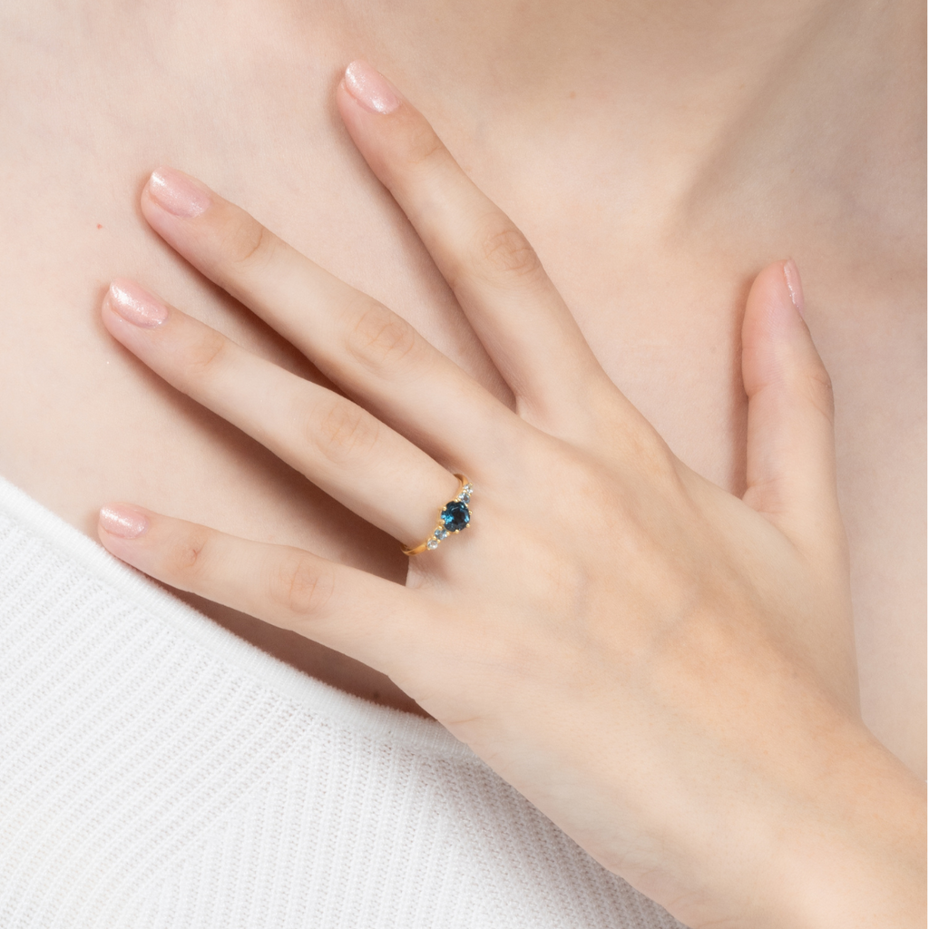 Ombre Blue Topaz Five Stone Ring in 18k Gold Vermeil