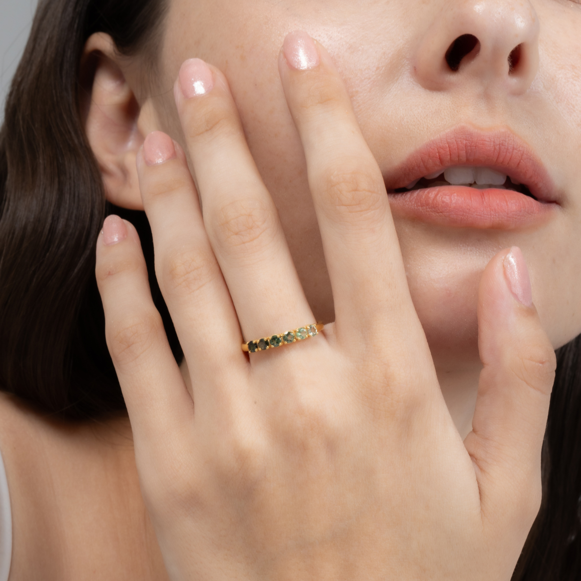 Ombre Green Tourmaline Eternity Band in 18k Gold Vermeil