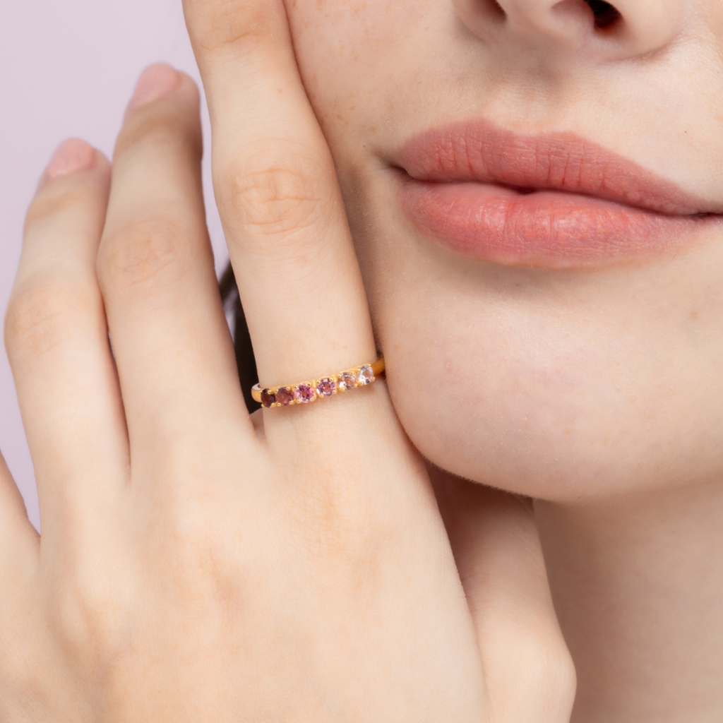 Ombre Pink Tourmaline Eternity Band in 18k Gold Vermeil