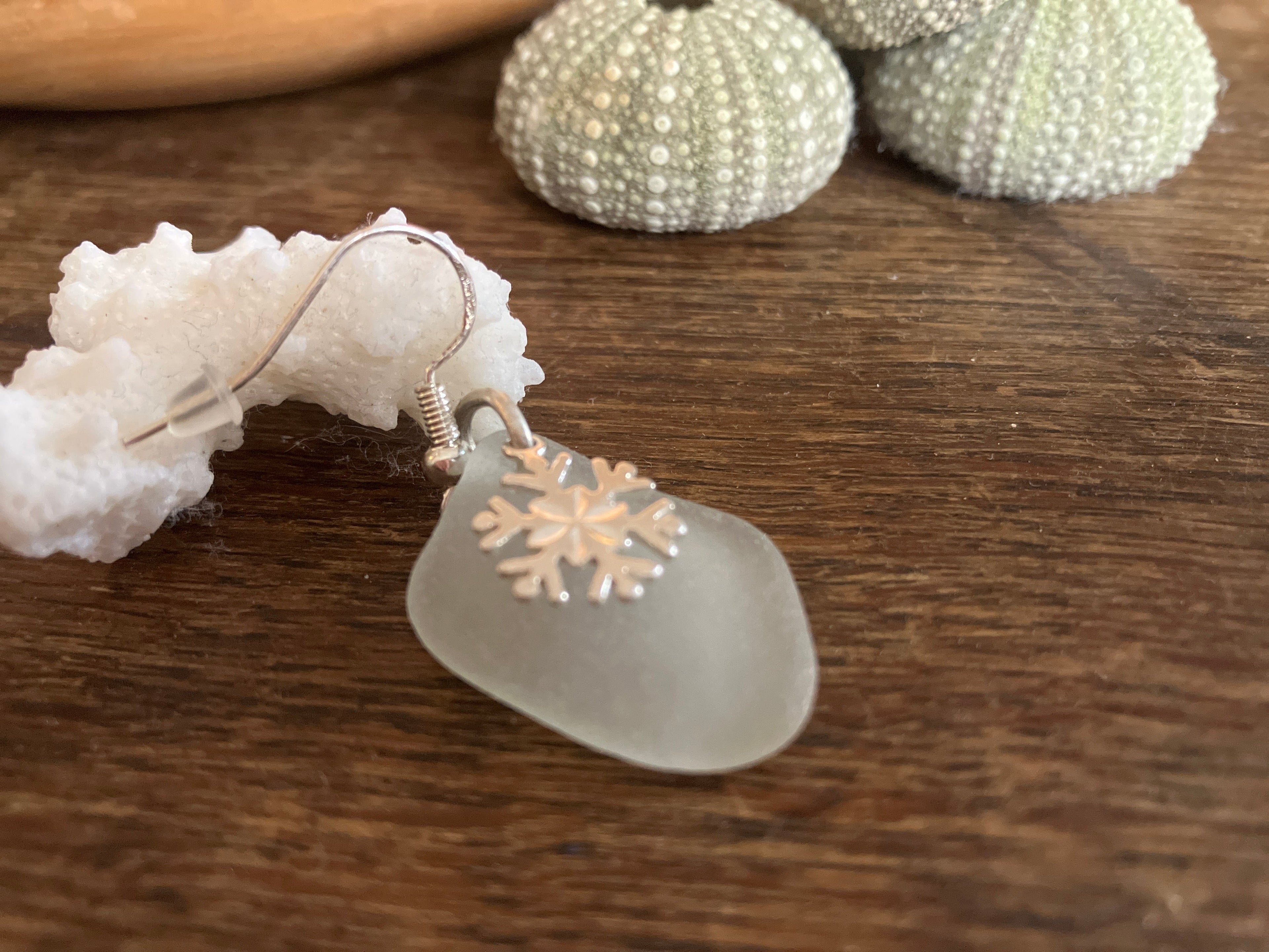 Snowflake Scottish Seaglass 925 Earrings
