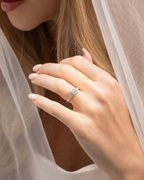 2 ct Oval Moissanite Three Stone Engagement Ring in Sterling Silver
