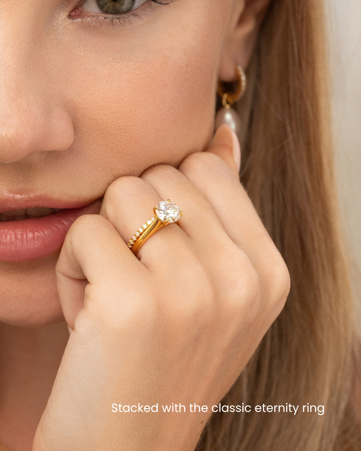 2 ct Round Solitaire Moissanite Engagement Ring in 18k Gold Vermeil