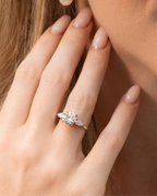 2 ct Round Moissanite Three Stone Engagement Ring in Sterling Silver