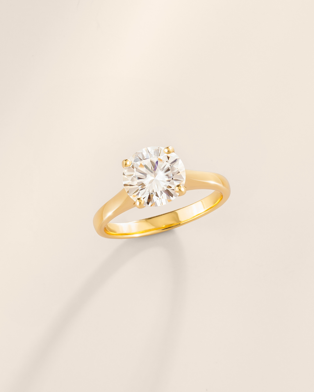 2 ct Round Solitaire Moissanite Engagement Ring in 18k Gold Vermeil