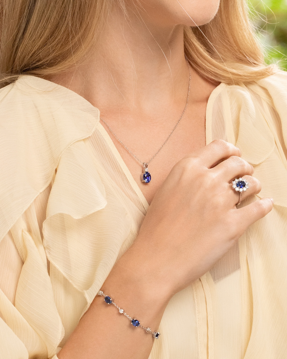Blue Sapphire Pendant Necklace in Sterling Silver