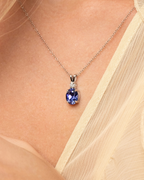 Blue Sapphire Pendant Necklace in Sterling Silver