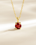 Garnet Solitaire Pendant Necklace in 18k Gold Vermeil