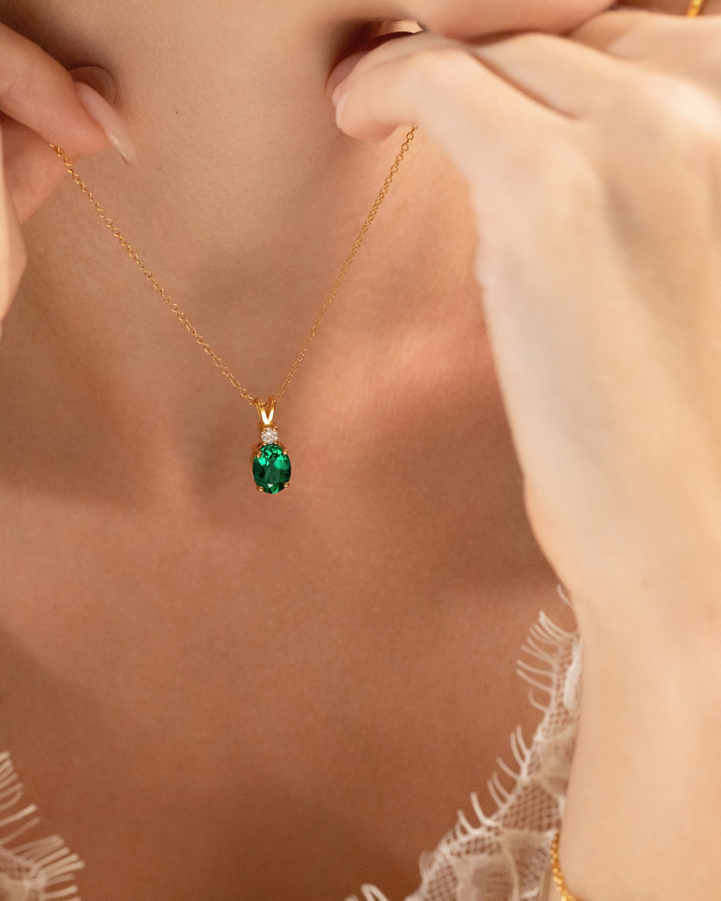 Emerald Pendant Necklace in 18k Gold Vermeil